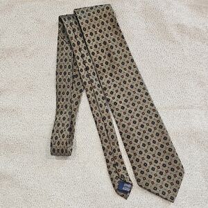 Meeting Street Hand Made Silk Men's Tie Geometric Pattern Green